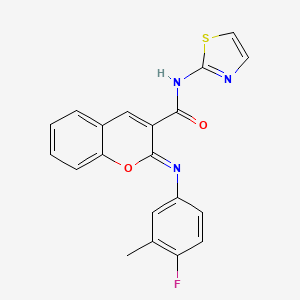 (2Z)-2-[(4-fluoro-3-methylphenyl)imino]-N-(1,3-thiazol-2-yl)-2H-chromene-3-carboxamide