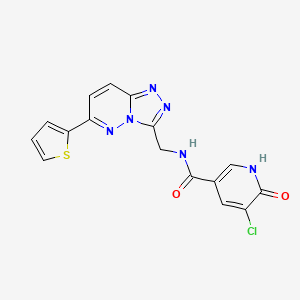 molecular formula C16H11ClN6O2S B2422609 5-chloro-6-hydroxy-N-((6-(thiophen-2-yl)-[1,2,4]triazolo[4,3-b]pyridazin-3-yl)methyl)nicotinamide CAS No. 1903159-19-2