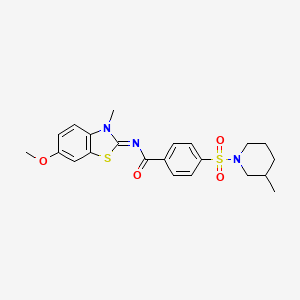 molecular formula C22H25N3O4S2 B2422634 N-(6-甲氧基-3-甲基-1,3-苯并噻唑-2-亚甲基)-4-(3-甲基哌啶-1-基)磺酰基苯甲酰胺 CAS No. 850909-54-5