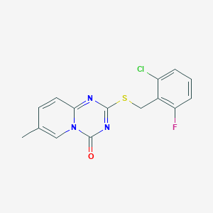 molecular formula C15H11ClFN3OS B2422639 2-[(2-Chloro-6-fluorophenyl)methylsulfanyl]-7-methylpyrido[1,2-a][1,3,5]triazin-4-one CAS No. 896326-46-8