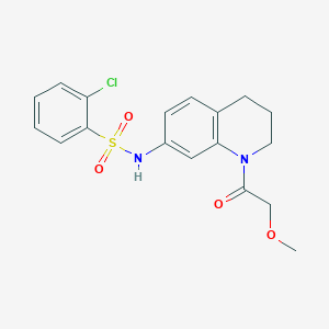 molecular formula C18H19ClN2O4S B2422640 2-chloro-N-(1-(2-methoxyacetyl)-1,2,3,4-tetrahydroquinolin-7-yl)benzenesulfonamide CAS No. 1170014-50-2