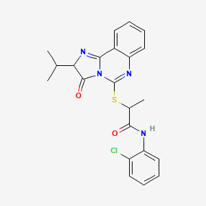 molecular formula C22H21ClN4O2S B2422691 N-(2-chlorophenyl)-2-((2-isopropyl-3-oxo-2,3-dihydroimidazo[1,2-c]quinazolin-5-yl)thio)propanamide CAS No. 1189430-66-7