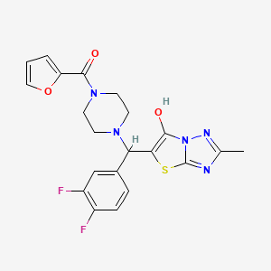 molecular formula C21H19F2N5O3S B2422694 (4-((3,4-Difluorophenyl)(6-hydroxy-2-methylthiazolo[3,2-b][1,2,4]triazol-5-yl)methyl)piperazin-1-yl)(furan-2-yl)methanone CAS No. 869344-39-8