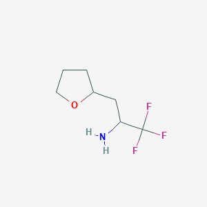molecular formula C7H12F3NO B2422712 1,1,1-三氟-3-(氧杂环丁烷-2-基)丙烷-2-胺 CAS No. 1529516-09-3
