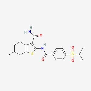 molecular formula C20H24N2O4S2 B2422737 2-(4-(Isopropylsulfonyl)benzamido)-6-methyl-4,5,6,7-tetrahydrobenzo[b]thiophene-3-carboxamide CAS No. 919754-72-6