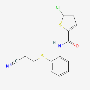 molecular formula C14H11ClN2OS2 B2422751 5-氯-N-(2-((2-氰乙基)硫代)苯基)噻吩-2-羧酰胺 CAS No. 477498-04-7