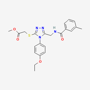 molecular formula C22H24N4O4S B2422787 2-((4-(4-乙氧苯基)-5-((3-甲基苯甲酰胺)甲基)-4H-1,2,4-三唑-3-基)硫代)乙酸甲酯 CAS No. 689751-58-4