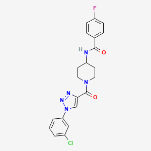 molecular formula C21H19ClFN5O2 B2422794 N-(1-(1-(3-Chlorphenyl)-1H-1,2,3-triazol-4-carbonyl)piperidin-4-yl)-4-fluorobenzamid CAS No. 1251673-58-1