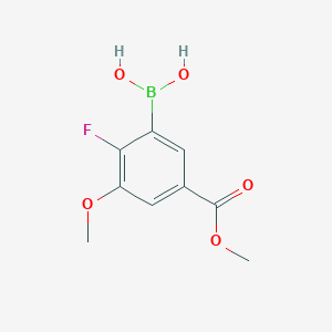 molecular formula C9H10BFO5 B2422805 2-Fluoro-3-methoxy-5-(methoxycarbonyl)phenylboronic acid CAS No. 2377610-08-5