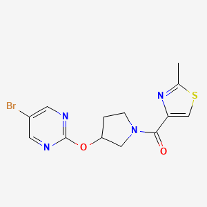 molecular formula C13H13BrN4O2S B2422818 5-Bromo-2-{[1-(2-methyl-1,3-thiazole-4-carbonyl)pyrrolidin-3-yl]oxy}pyrimidine CAS No. 2097904-38-4