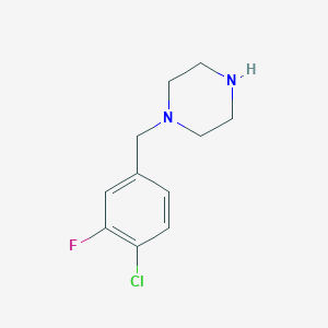 molecular formula C11H14ClFN2 B2422820 1-[(4-Chloro-3-fluorophenyl)methyl]piperazine CAS No. 1240572-89-7