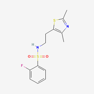 molecular formula C13H15FN2O2S2 B2422825 N-[2-(2,4-二甲基-1,3-噻唑-5-基)乙基]-2-氟苯磺酰胺 CAS No. 873009-92-8