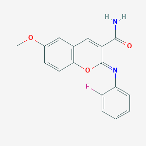 (2Z)-2-[(2-fluorophenyl)imino]-6-methoxy-2H-chromene-3-carboxamide