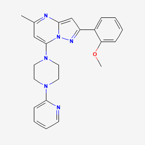 molecular formula C23H24N6O B2422843 2-(2-甲氧基苯基)-5-甲基-7-(4-吡啶-2-基哌嗪-1-基)吡唑并[1,5-a]嘧啶 CAS No. 933251-19-5