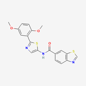 molecular formula C19H15N3O3S2 B2422844 N-[2-(2,5-dimethoxyphenyl)-1,3-thiazol-5-yl]-1,3-benzothiazole-6-carboxamide CAS No. 681174-57-2