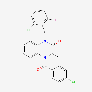 molecular formula C23H17Cl2FN2O2 B2422849 4-(4-chlorobenzoyl)-1-(2-chloro-6-fluorobenzyl)-3-methyl-3,4-dihydro-2(1H)-quinoxalinone CAS No. 317822-31-4