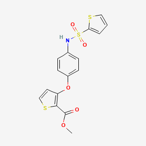 molecular formula C16H13NO5S3 B2422864 3-{4-[(2-噻吩基磺酰基)氨基]苯氧基}-2-噻吩甲酸甲酯 CAS No. 900015-23-8