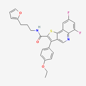 molecular formula C27H22F2N2O3S B2422882 3-(4-ethoxyphenyl)-6,8-difluoro-N-[3-(furan-2-yl)propyl]thieno[3,2-c]quinoline-2-carboxamide CAS No. 1223954-99-1