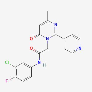 molecular formula C18H14ClFN4O2 B2422883 N-(3-chloro-4-fluorophenyl)-2-(4-methyl-6-oxo-2-(pyridin-4-yl)pyrimidin-1(6H)-yl)acetamide CAS No. 1421528-05-3