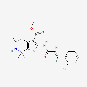 molecular formula C22H25ClN2O3S B2422884 methyl 2-[[(E)-3-(2-chlorophenyl)prop-2-enoyl]amino]-5,5,7,7-tetramethyl-4,6-dihydrothieno[2,3-c]pyridine-3-carboxylate CAS No. 887901-54-4
