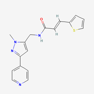 (E)-N-[(2-Methyl-5-pyridin-4-ylpyrazol-3-yl)methyl]-3-thiophen-2-ylprop-2-enamide