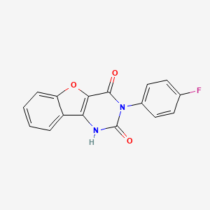 molecular formula C16H9FN2O3 B2422932 3-(4-氟苯基)苯并呋喃[3,2-d]嘧啶-2,4(1H,3H)-二酮 CAS No. 895792-53-7
