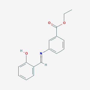molecular formula C16H15NO3 B2422953 3-[(1E)-(2-羟基苯基)亚甲基]氨基苯甲酸乙酯 CAS No. 54120-01-3