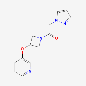 molecular formula C13H14N4O2 B2422959 2-(1H-pyrazol-1-yl)-1-(3-(pyridin-3-yloxy)azetidin-1-yl)ethanone CAS No. 1903554-16-4