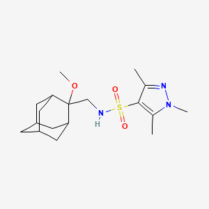 molecular formula C18H29N3O3S B2422960 N-(((1R,3S,5r,7r)-2-methoxyadamantan-2-yl)methyl)-1,3,5-trimethyl-1H-pyrazole-4-sulfonamide CAS No. 1797090-73-3