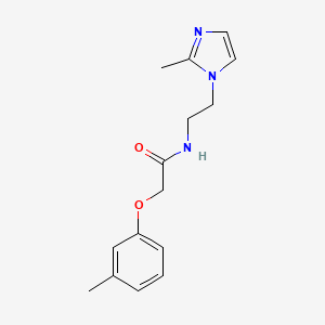 molecular formula C15H19N3O2 B2422965 N-(2-(2-甲基-1H-咪唑-1-基)乙基)-2-(间甲苯氧基)乙酰胺 CAS No. 1286705-17-6