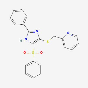 2-(((2-phenyl-4-(phenylsulfonyl)-1H-imidazol-5-yl)thio)methyl)pyridine