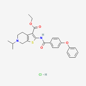 molecular formula C26H29ClN2O4S B2422977 Ethyl 6-isopropyl-2-(4-phenoxybenzamido)-4,5,6,7-tetrahydrothieno[2,3-c]pyridine-3-carboxylate hydrochloride CAS No. 1330291-23-0