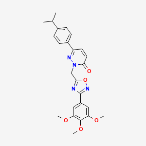 molecular formula C25H26N4O5 B2422988 6-(4-isopropylphenyl)-2-((3-(3,4,5-trimethoxyphenyl)-1,2,4-oxadiazol-5-yl)methyl)pyridazin-3(2H)-one CAS No. 1207036-59-6