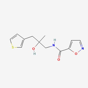 molecular formula C12H14N2O3S B2422990 N-[2-hydroxy-2-methyl-3-(thiophen-3-yl)propyl]-1,2-oxazole-5-carboxamide CAS No. 2097866-05-0