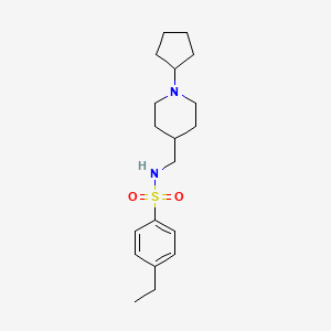 molecular formula C19H30N2O2S B2422992 N-((1-cyclopentylpiperidin-4-yl)methyl)-4-ethylbenzenesulfonamide CAS No. 952983-86-7