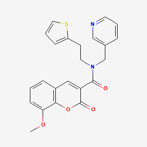 molecular formula C23H20N2O4S B2422994 8-methoxy-2-oxo-N-(pyridin-3-ylmethyl)-N-(2-(thiophen-2-yl)ethyl)-2H-chromene-3-carboxamide CAS No. 1396792-88-3
