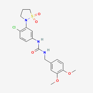 molecular formula C19H22ClN3O5S B2422998 1-(4-Chloro-3-(1,1-dioxidoisothiazolidin-2-yl)phenyl)-3-(3,4-dimethoxybenzyl)urea CAS No. 1203381-49-0