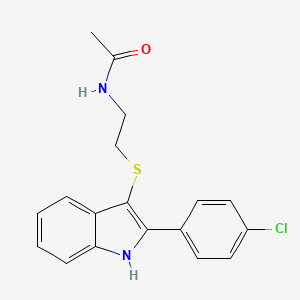 molecular formula C18H17ClN2OS B2423001 N-(2-((2-(4-chlorophenyl)-1H-indol-3-yl)thio)ethyl)acetamide CAS No. 850917-50-9