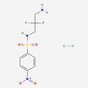 molecular formula C9H12ClF2N3O4S B2423032 N-(3-amino-2,2-difluoropropyl)-4-nitrobenzene-1-sulfonamide hydrochloride CAS No. 1795383-34-4