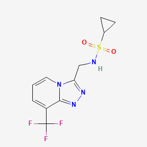 molecular formula C11H11F3N4O2S B2423043 N-((8-(trifluoromethyl)-[1,2,4]triazolo[4,3-a]pyridin-3-yl)methyl)cyclopropanesulfonamide CAS No. 1903171-28-7