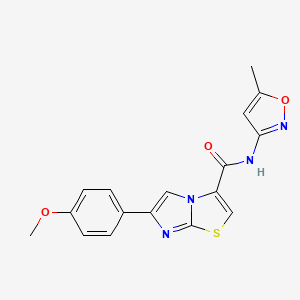 molecular formula C17H14N4O3S B2423047 6-(4-methoxyphenyl)-N-(5-methylisoxazol-3-yl)imidazo[2,1-b]thiazole-3-carboxamide CAS No. 1021218-26-7