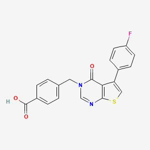 molecular formula C20H13FN2O3S B2423049 4-{[5-(4-フルオロフェニル)-4-オキソ-3-ヒドロチオフェノ[2,3-d]ピリミジン-3-イル]メチル}安息香酸 CAS No. 685543-56-0