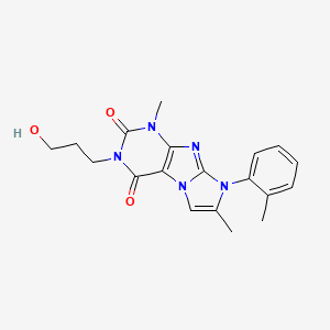 molecular formula C19H21N5O3 B2423056 2-(3-Hydroxypropyl)-4,7-dimethyl-6-(2-methylphenyl)purino[7,8-a]imidazole-1,3-dione CAS No. 896856-87-4
