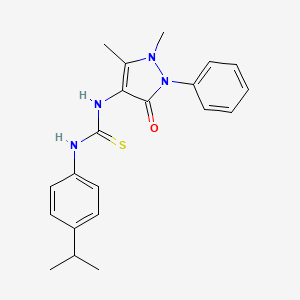 molecular formula C21H24N4OS B2423073 N-(1,5-dimethyl-3-oxo-2-phenyl-2,3-dihydro-1H-pyrazol-4-yl)-N'-(4-isopropylphenyl)thiourea CAS No. 682788-47-2