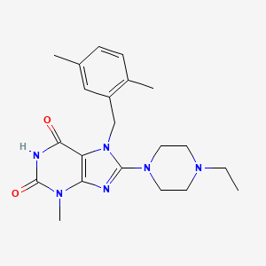 molecular formula C21H28N6O2 B2423081 7-[(2,5-Dimethylphenyl)methyl]-8-(4-ethylpiperazin-1-yl)-3-methylpurine-2,6-dione CAS No. 878431-07-3