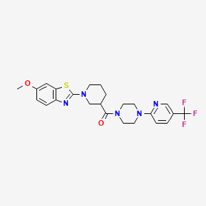 molecular formula C24H26F3N5O2S B2423088 (1-(6-Methoxybenzo[d]thiazol-2-yl)piperidin-3-yl)(4-(5-(trifluoromethyl)pyridin-2-yl)piperazin-1-yl)methanone CAS No. 1705335-89-2