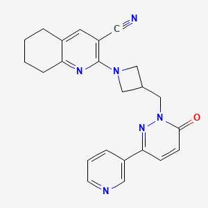 molecular formula C23H22N6O B2423101 2-(3-{[6-Oxo-3-(pyridin-3-yl)-1,6-dihydropyridazin-1-yl]methyl}azetidin-1-yl)-5,6,7,8-tetrahydroquinoline-3-carbonitrile CAS No. 2198544-22-6