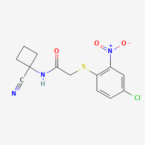 molecular formula C13H12ClN3O3S B2423105 2-[(4-chloro-2-nitrophenyl)sulfanyl]-N-(1-cyanocyclobutyl)acetamide CAS No. 1796952-43-6