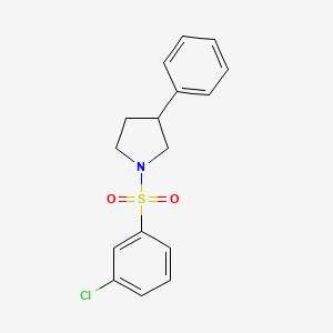 molecular formula C16H16ClNO2S B2423116 1-((3-Chlorophenyl)sulfonyl)-3-phenylpyrrolidine CAS No. 1207051-51-1