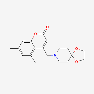 molecular formula C19H23NO4 B2423118 4-(1,4-二氧杂-8-氮杂螺[4.5]癸-8-基甲基)-5,7-二甲基色满-2-酮 CAS No. 859129-84-3
